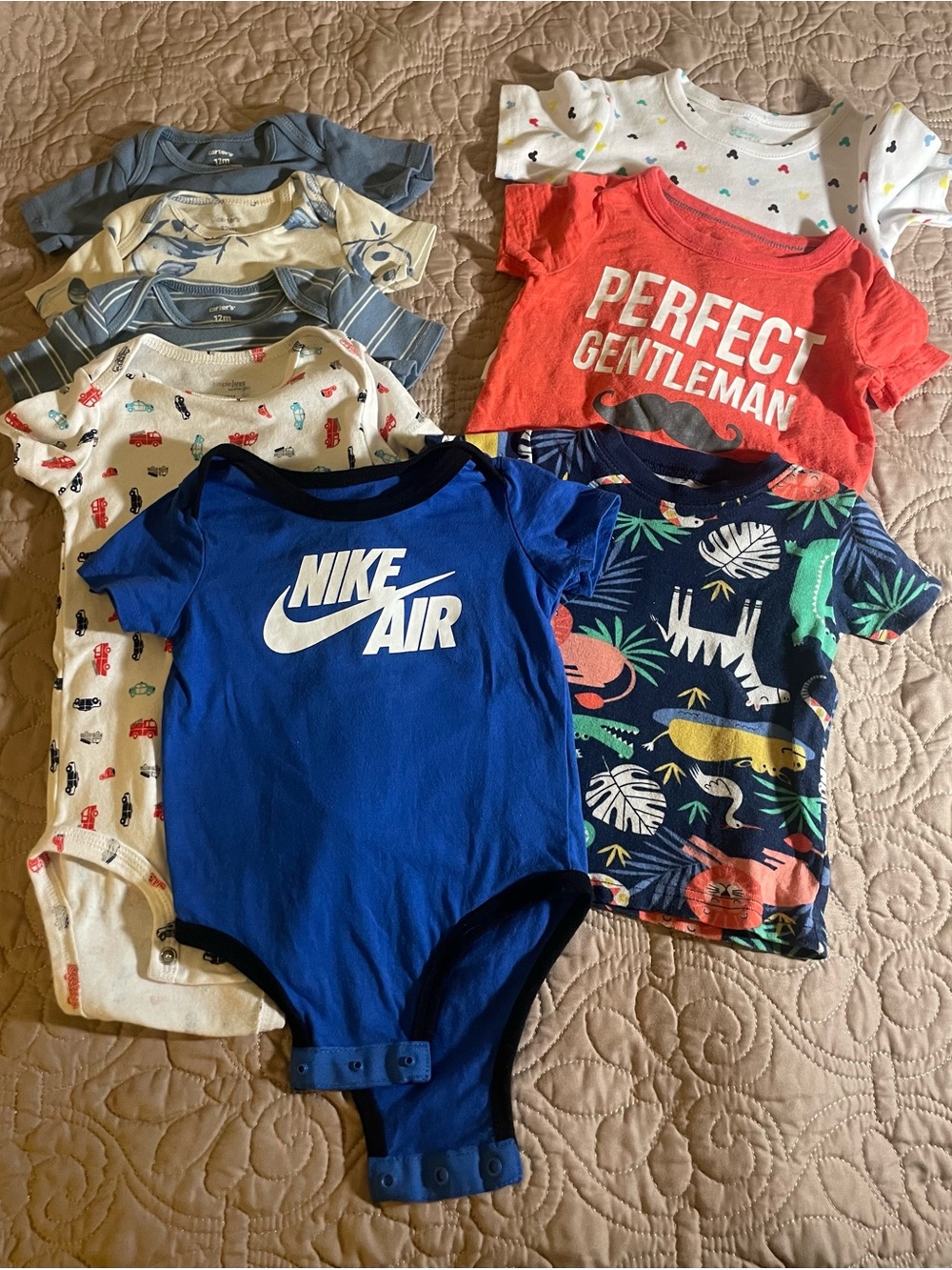 #45 Carter’s Nike Disney Baby Simple Joys Baby Boy 12 M Lot of 8 Cotton Tops Nik